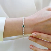 Damla Yeşil Zirkon Taşlı Gümüş Bileklik thumbnail 3