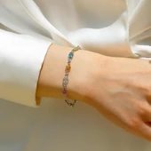 Elips Taşlı Renkli Gümüş Bileklilk thumbnail 6