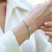 Damla Yeşil Zirkon Taşlı Gümüş Bileklik thumbnail 2