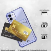 iPhone 6/6s Uyumlu Kamera Korumalı Kartlıklı Köşeleri Airbag Tasarımlı Darbe Önleyici Şeffaf Silikon Kılıf - 7