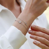 Zirkon Taşlı Kelebek Modeli Gümüş Bileklik thumbnail 5