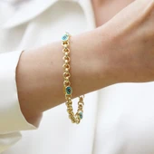 Elips Mineli Hallow Gold Gümüş Bileklik thumbnail 8