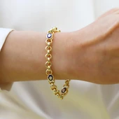 Elips Mineli Hallow Gold Gümüş Bileklik thumbnail 1