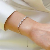 Mini Baget Sıralı Gümüş Bileklik thumbnail 7