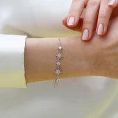 Kutup Yıldızı Zirkon Taşlı Gümüş Bileklik thumbnail 7