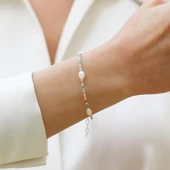 Doğaltaş Renkli İncili Gümüş Bileklik thumbnail 6