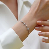 Kutup Yıldızı Zirkon Taşlı Gümüş Bileklik thumbnail 5