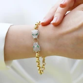 Kaplan Başlı Hallow Gold Gümüş Bileklik thumbnail 3