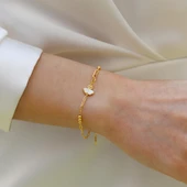 Sedefli Yonca Model Gümüş Bileklik thumbnail 4