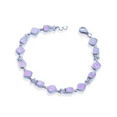 Pembe Opal Taşlı Çiçek Gümüş Bileklik thumbnail 5