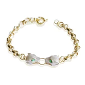 Kaplan Başlı Hallow Gold Gümüş Bileklik thumbnail 5