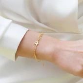 Kelebek Sedef Taşlı Gümüş Bileklik thumbnail 3