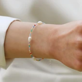 Doğaltaş Renkli İncili Gümüş Bileklik thumbnail 5