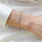 Trend Zincirli Taşlı Gümüş Bileklik thumbnail 7