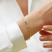 Trend Zincirli Taşlı Gümüş Bileklik thumbnail 1