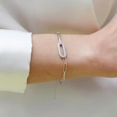 Trend Zincirli Taşlı Gümüş Bileklik thumbnail 8