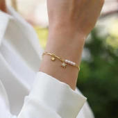 İncili Kutup Yıldızı Gümüş Trend Bileklik thumbnail 1