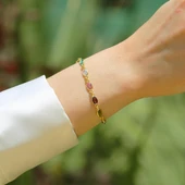 Elips Taşlı Renkli Gümüş Bileklilk thumbnail 1