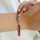 Sky Red Colleciton Serpent Yakut Creatif Gümüş Bileklik - 3