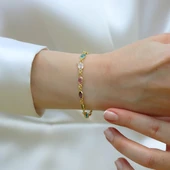 Elips Taşlı Renkli Gümüş Bileklilk thumbnail 2