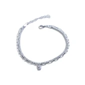 Çift Zincirli Kalpli Gümüş Bileklik thumbnail 2