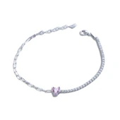 Pembe Taşlı Su Yolu Trend Gümüş Bileklik thumbnail 4