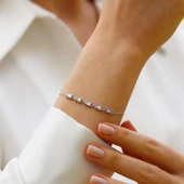 Mini Baget Sıralı Gümüş Bileklik thumbnail 5