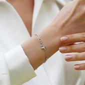 Kelebek Sedef Taşlı Gümüş Bileklik thumbnail 5