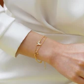 Zirkon Taşlı Kelebek Modeli Gümüş Bileklik thumbnail 3