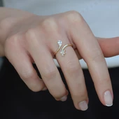 Damla Çiçek Taşlı Gold Gümüş Yüzük thumbnail 3