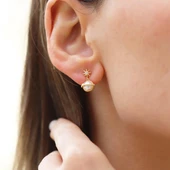 Mini İncili Kutup Yıldızı Gümüş Küpe thumbnail 2