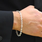 Yuvarlak Forsa 6mm Gümüş Erkek Bileklik thumbnail 1