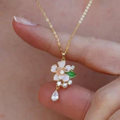 Menekşe Çiçeği Taşlı Gümüş Kolye thumbnail 3