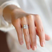 Sky Diamond Squre 2,50ct Gümüş Yüzük thumbnail 2