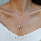 Menekşe Çiçeği Taşlı Gümüş Kolye thumbnail 5