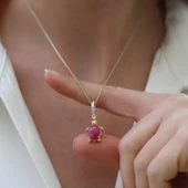 Kaplumbağa Doğaltaşlı Charm Gümüş Kolye thumbnail 3