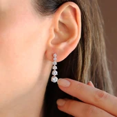 Zirkon Taşlı Su Yolu Gümüş Küpe thumbnail 3