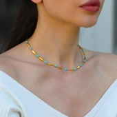 Turkuaz Taşlı Alaçatı Doğaltaş Gümüş Kolye thumbnail 4