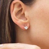 Kalp Mini Zirkon Taşlı Gümüş Küpe thumbnail 5