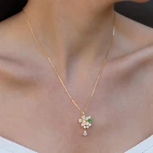 Menekşe Çiçeği Taşlı Gümüş Kolye thumbnail 1