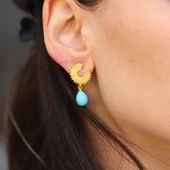 Damla Turkuaz Taşlı Antik Gümüş Küpe thumbnail 3