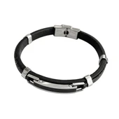 ARS196 Erkek Deri Çelik Bileklik thumbnail 2