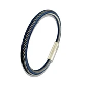 ARS187 Erkek Deri Çelik Bileklik thumbnail 1