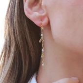 Renkli Taşlı Trend Gold Gümüş Küpe thumbnail 3