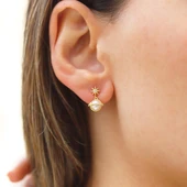 Mini İncili Kutup Yıldızı Gümüş Küpe thumbnail 1