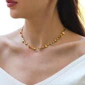 Mozaik Doğaltaşlı Gold Gümüş Kolye thumbnail 1