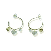 Zirkon Taşlı Kalpli Gold Gümüş Halka Küpe thumbnail 4