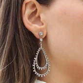 Damla Taşlı Işıltılı Gümüş Küpe thumbnail 3