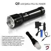 Flaşörlü Uzun Mesafeli Şarjlı Pilli Mıknatıslı EL Feneri Watton Wt-282 thumbnail 1