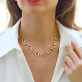 Mekik Konfeti Gold Kaplama Gümüş Kolye thumbnail 1